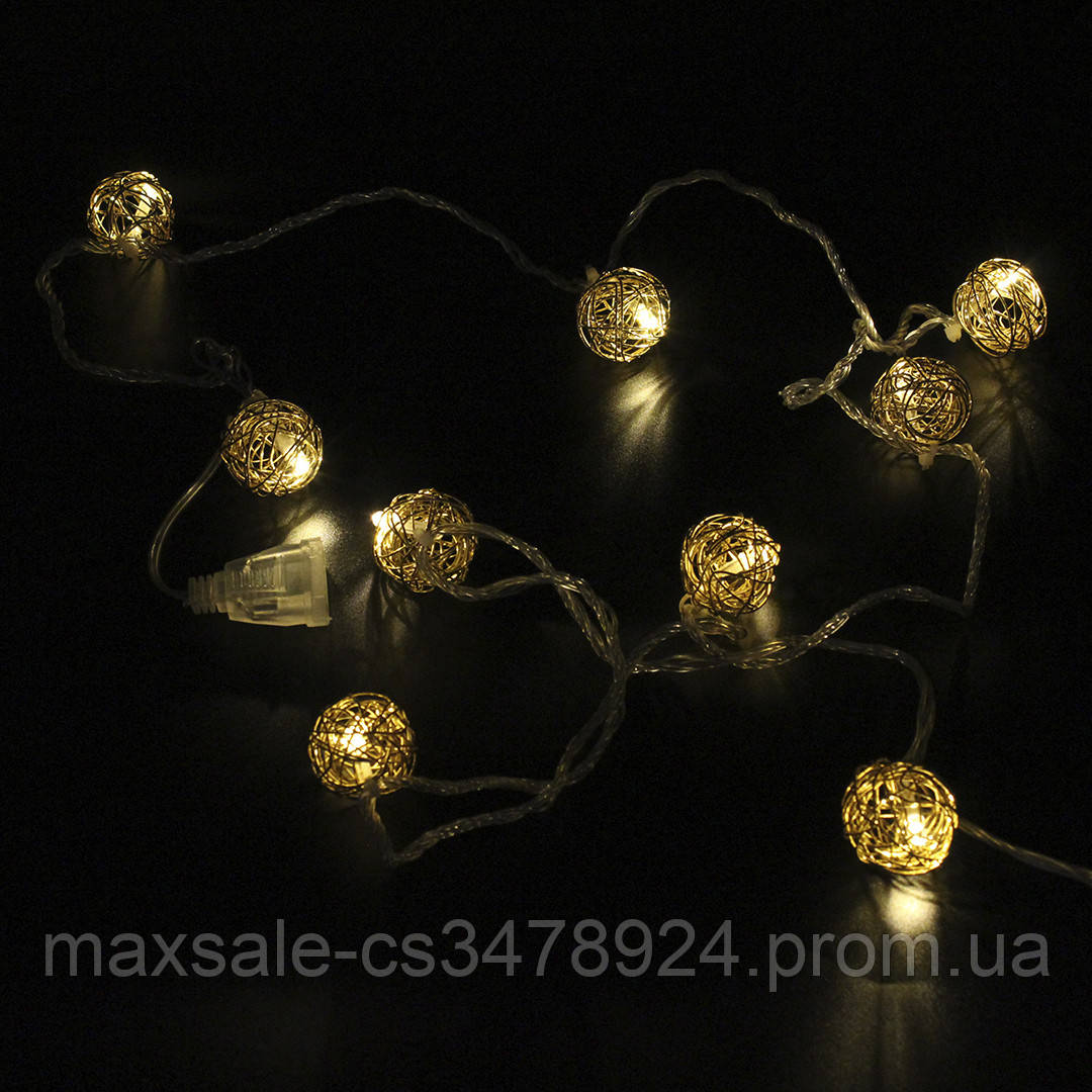 

Xmas гирлянд GOLDEN BALL 10 LED WW-1 Тёп.белый 2M