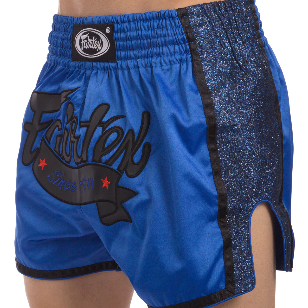 

Шорты для тайского бокса и кикбоксинга FAIRTEX BS1702 BLUE (сатин, нейлон, р-р S-XL, синий-черный) BS1703-3 L