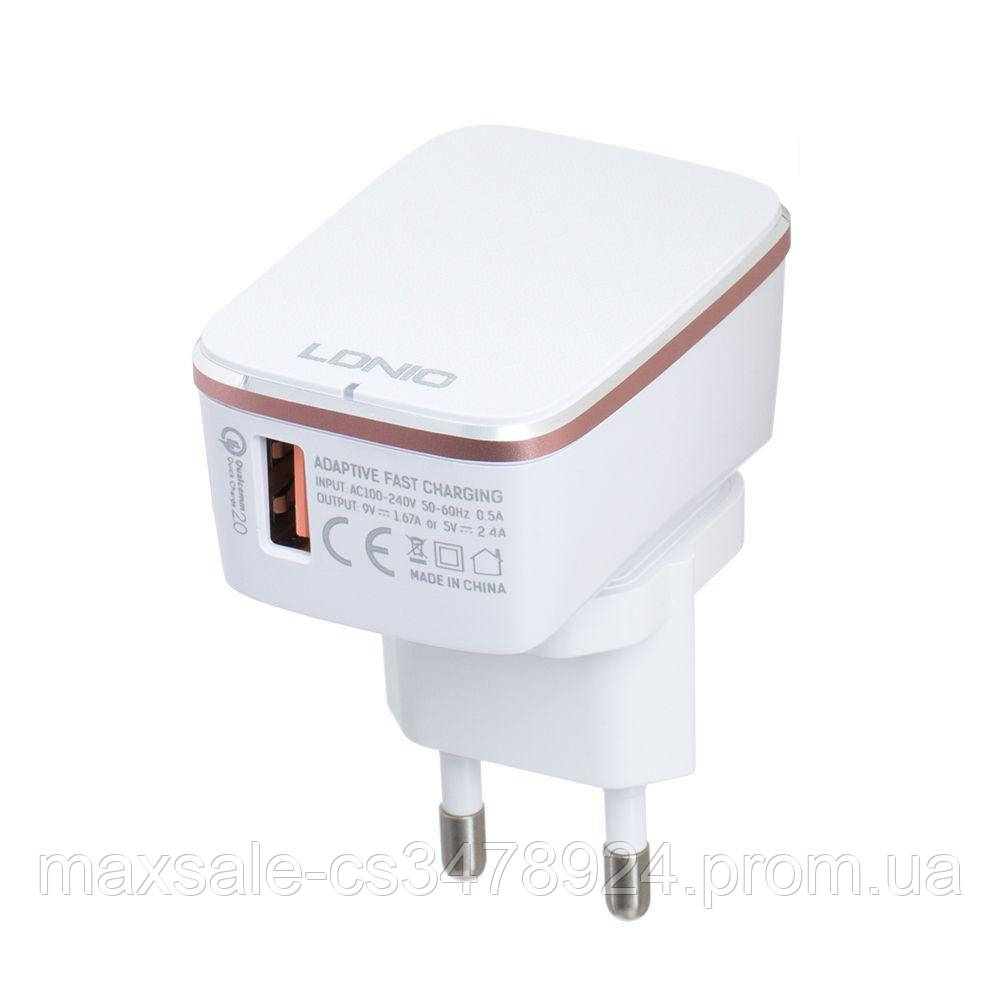 

Сетевое Зарядное Устройство LDNIO A1204Q Lightning QC3.0 18W