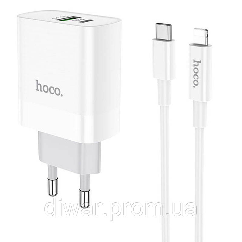 

СЗУ HOCO C80A PD+QC3.0 (1USB/3.1A) Type-C to lightning, Белый