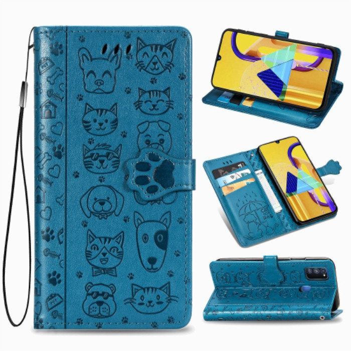 

Чехол Embossed Cat and Dog для Samsung Galaxy M30s / M307 книжка кожа PU Blue