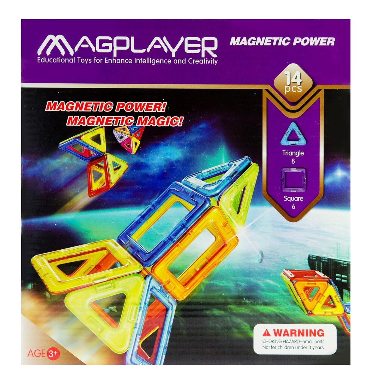 

Конструктор Magplayer магнитный набор 14 эл. MPB-14