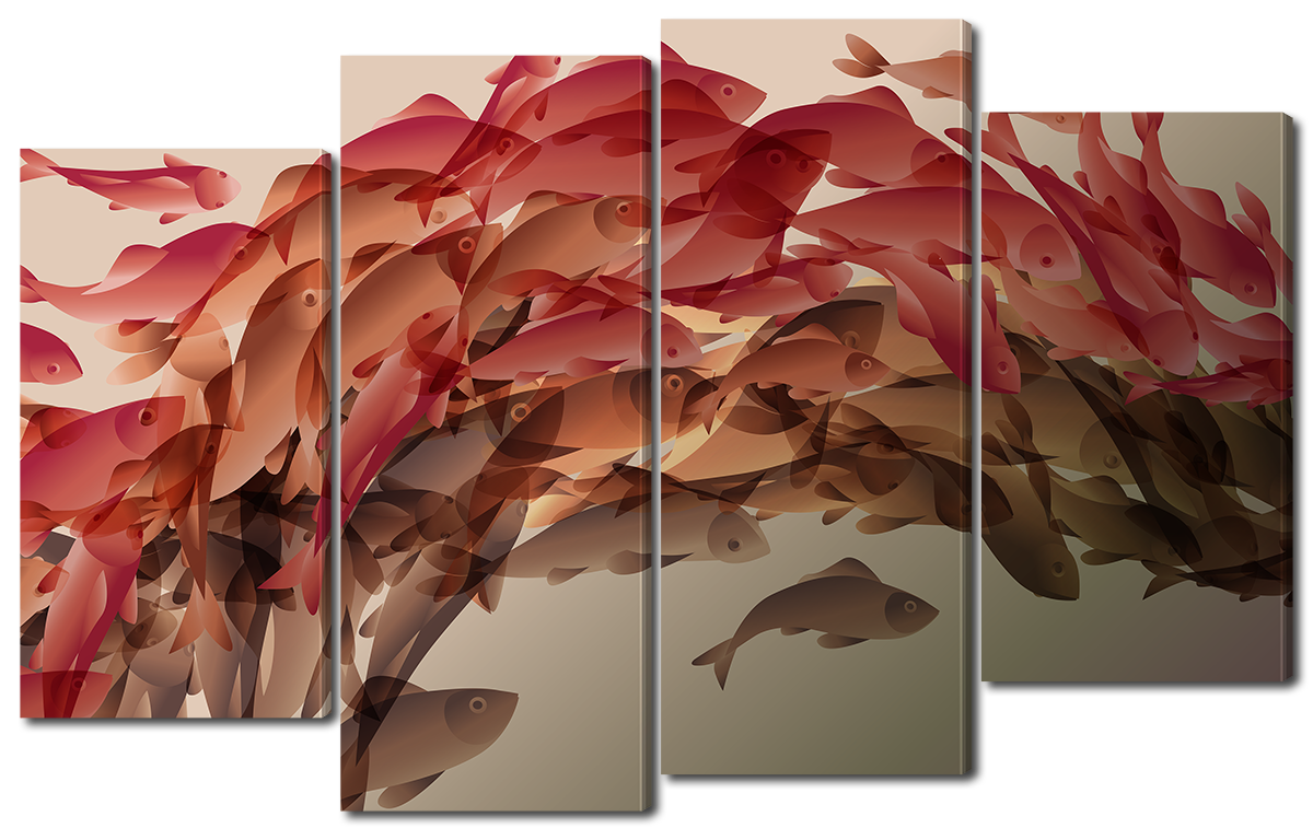 Модульна картина Interno Еко шкіра Скупчення риби 166х102см (A3116XXL)