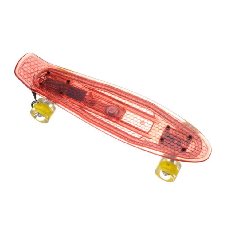 

Penny Board Пенни борд 850 Красный-прозрачный с LED подсветкой, светящиеся колеса, детский скейт, скейтборд