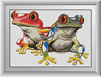 Алмазна мозаїка Барвисті жаби Dream Art 30362 25х36см 28 кольорів, квадр.стрази, повна зашивання. Набір, фото 1