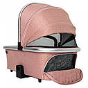 Универсальная коляска розовая Carrello Optima 2в1 в льне люлька прогулочный блок дождевик москитная сетка, фото 8