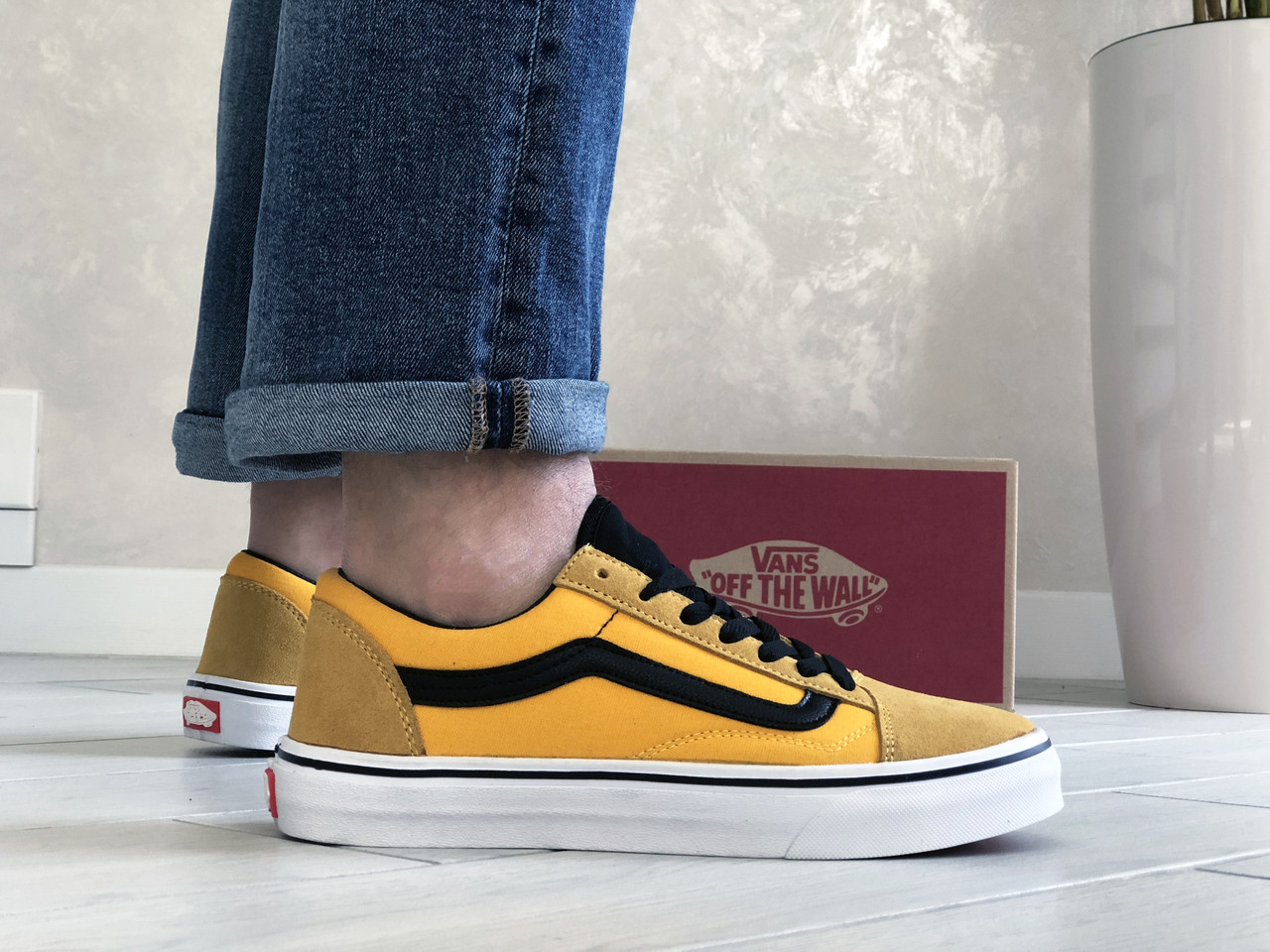 

Мужские кроссовки Vans, замша, текстиль, желтые с черным. 42, Желтый