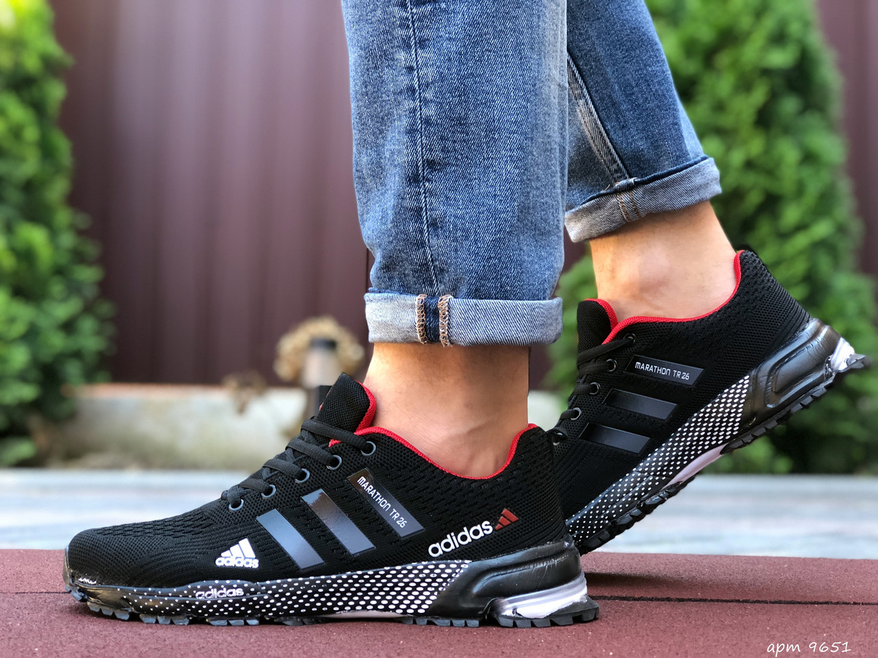 

Мужские кроссовки Adidas Адидас Marathon TR 26, сетка, пена, черные с красным. 46, Белый