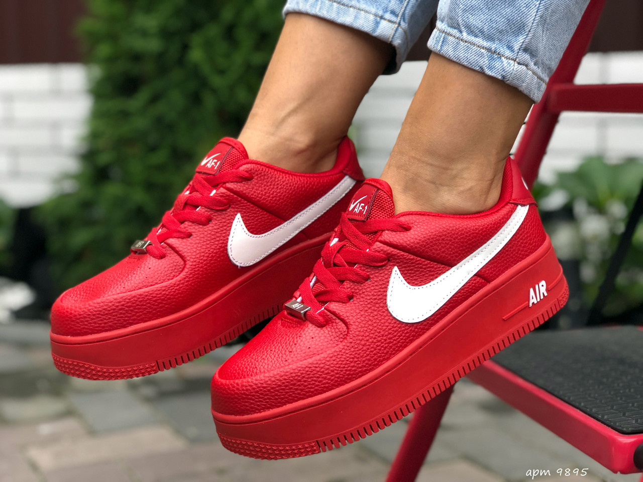 

Женские кроссовки Nike Найк Air Force, кожа, красные. 38, Красный