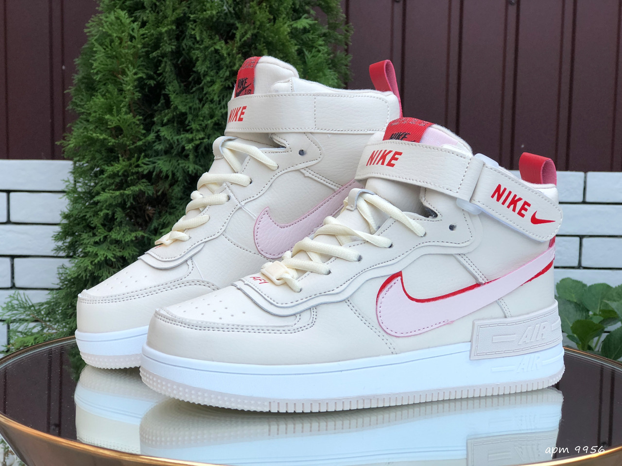 

Женские зимние кроссовки на меху Nike Найк Air Force 1 Shadow, кожа, бежевые 36, Бежевый