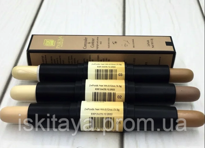 

Контур-консилер 2х-стороний Parisa Concealer&Contour Highlight and Contour Stick