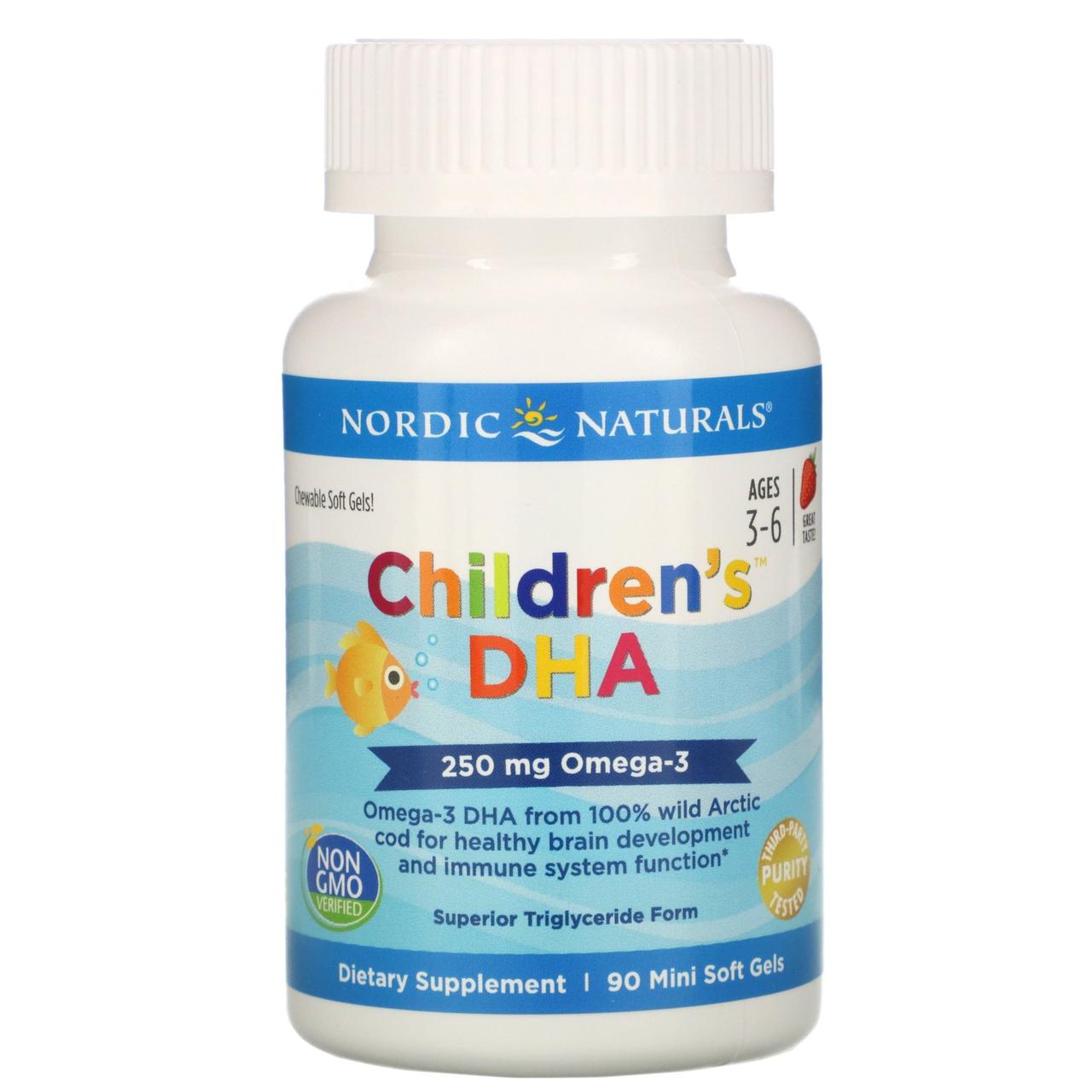 

Рыбий жир для детей (клубника), Children's DHA, Nordic Naturals, 90 кап.