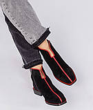 Женские ботинки Черная Замша на низком ходу, фото 4