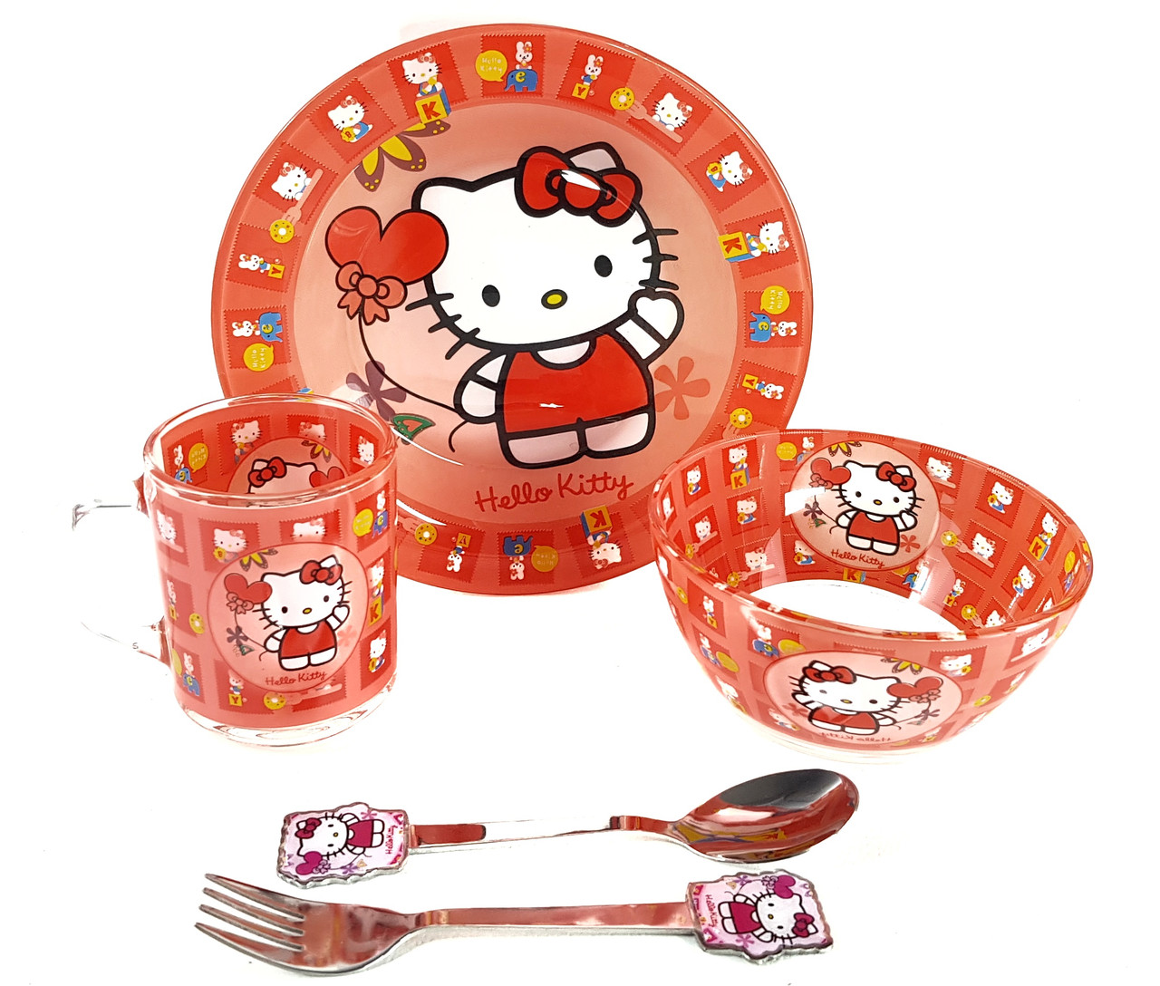 

Детский набор стеклянной посуды для кормления 5 предметов Хелло Китти (Hello Kitty) Metr+