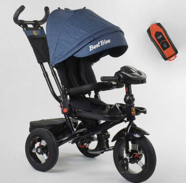 

Детский велосипед трехколесный для мальчика BestTrike 6088F09504 синий пульт фара звуки 360 градусов сиденье