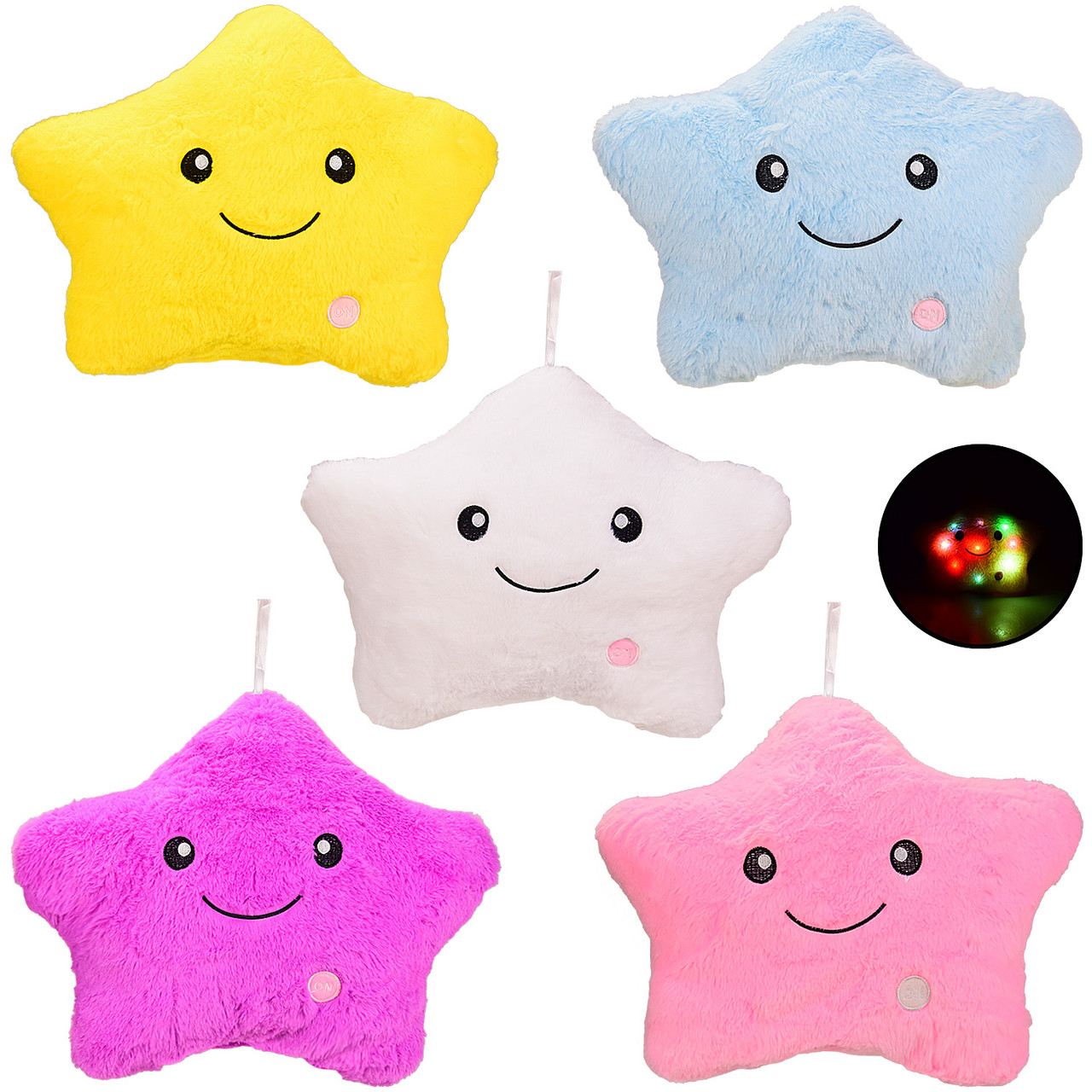 

Мягкая игрушка BL0908 (40шт) звездочка со светом 35 см, 5 цветов
