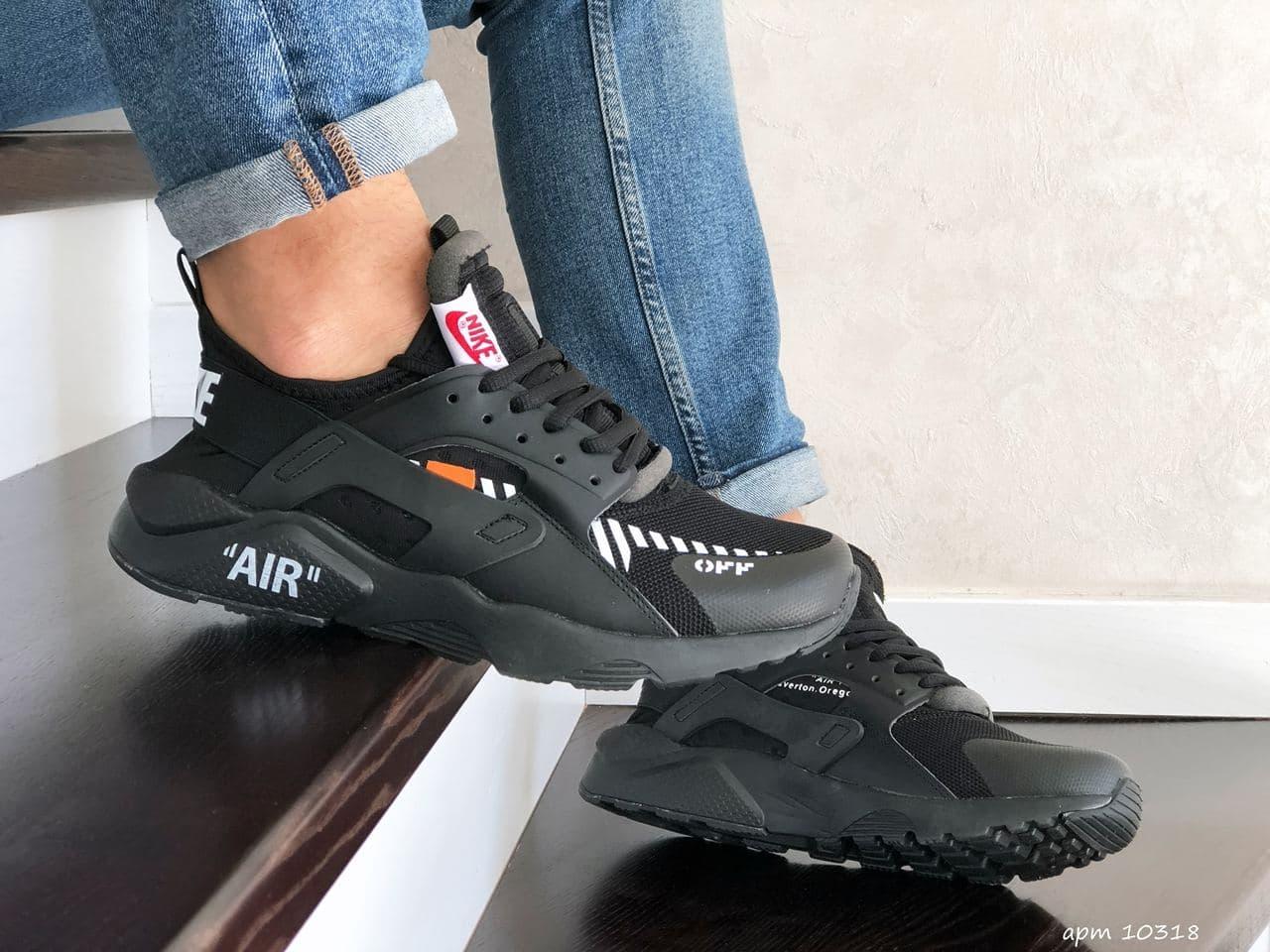 

Мужские кроссовки Nike Air Huarache Off-White (черные с белым) Демисезонные кросы Найк Аир Хуарачи