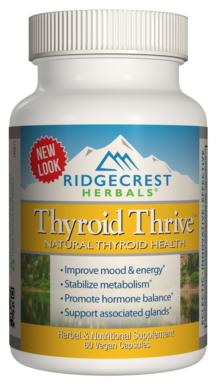 

Комплекс для Поддержки Щитовидной Железы, Thyroid Thrive, RidgeCrest Herbals, 60 гелевых капсул