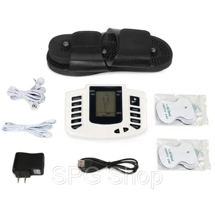 

Домашний электронный массажер миостимулятор для тела и стоп JR-309 с тапочками-стимуляторами SPG, Белый