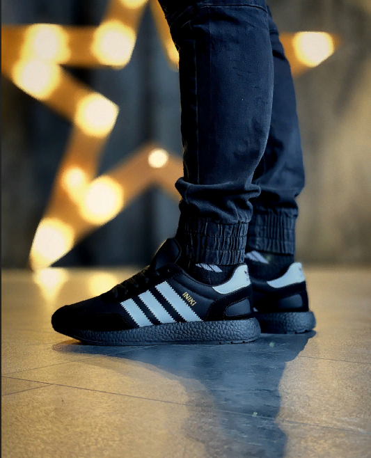 

Мужские кроссовки Adidas Iniki Runner Black / Адидас Иники черные замшевые легкие летние повседневные унисекс, Черный