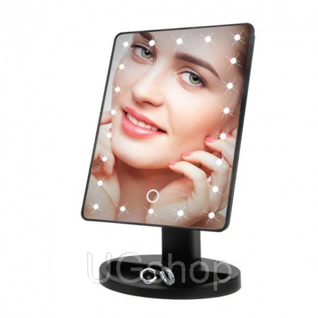 

Косметическое настольное зеркало с Led подсветкой для макияжа сенсорное 22 LED Large Mirror Черный