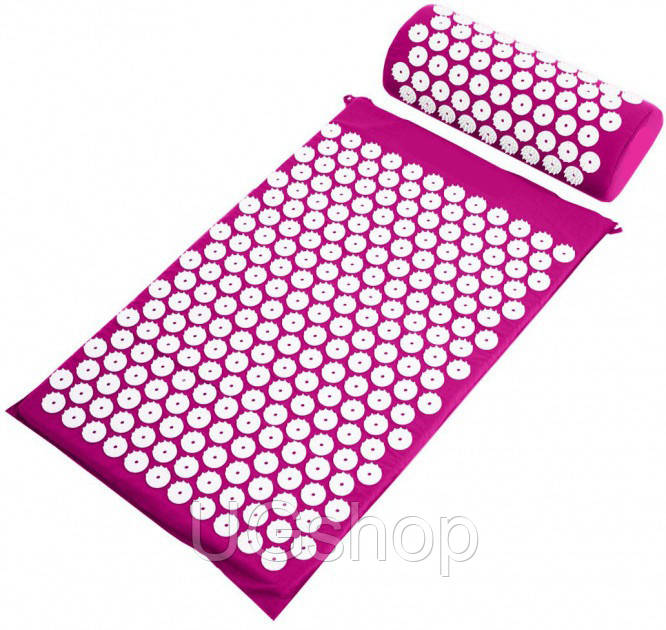 

Акупунктурный массажный коврик для спины и ног с подушкой Acupressure Mat and Pillow Set Аппликатор Кузнецова, Фиолетовый