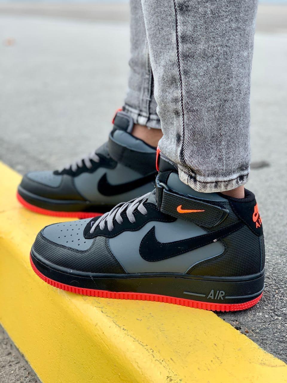 

Мужские кроссовки Nike Air Force 1 Hight Grey Black / Найк Аир Форс 1 Высокие Серые Черные 42, Разные цвета