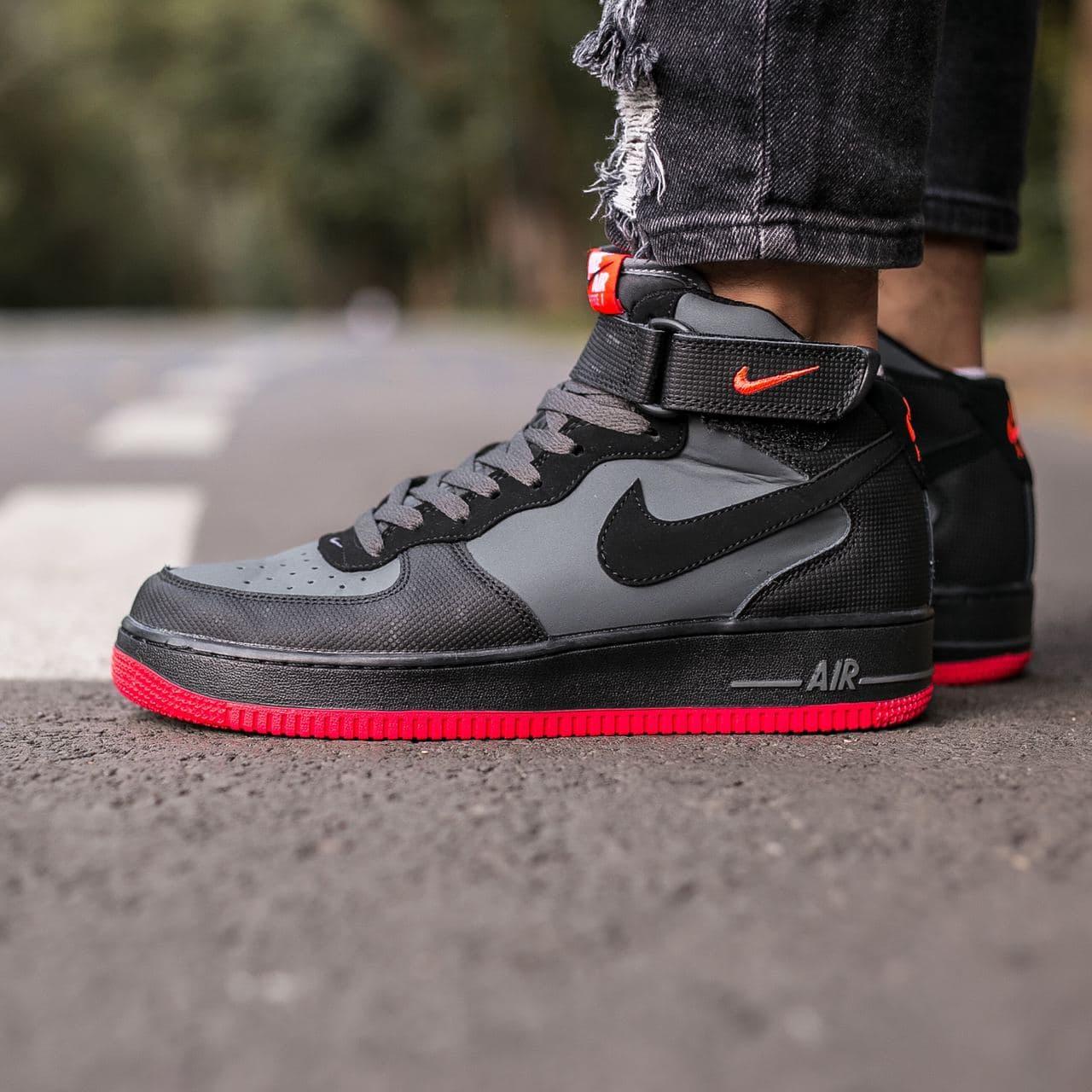 

Мужские кроссовки Nike Air Force 1 Hight Grey Black / Найк Аир Форс 1 Высокие Серые Черные 41, Разные цвета