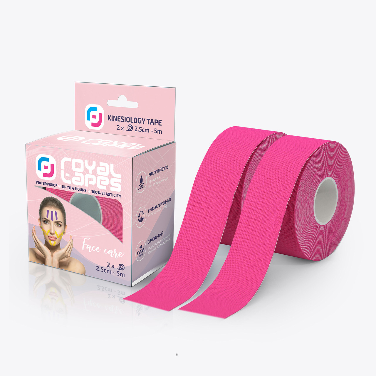 Кинезио тейп для лица Royal Tapes face care набор 2 шт. - Розовый: продажа,  цена в Днепре. Кинезио тейпы и средства для тейпирования от "A2Z" -  1374903556