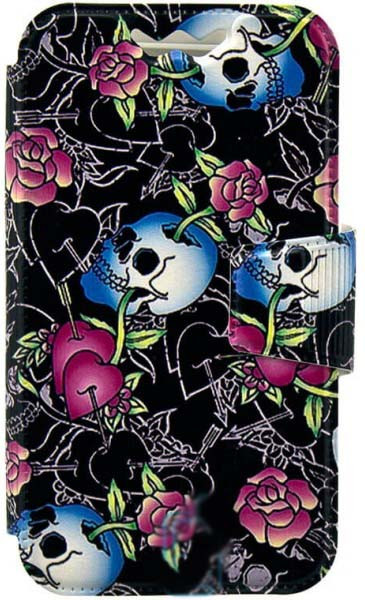 

Универсальный чехол книжка (без окна) print 5.8-6.0 skull and roses Черный