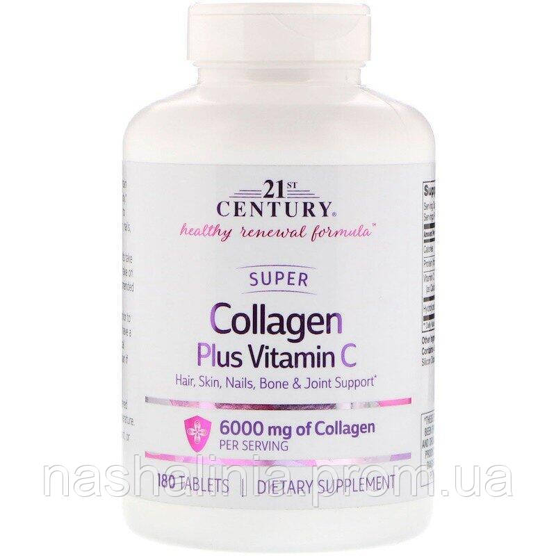 

Спортивна добавка 21st Century Super Collagen Plus Vitamin C 6000 mg 180 Tabs
