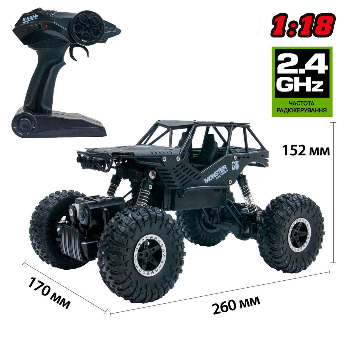 

Автомобиль OFF-ROAD CRAWLER на р/у – TIGER (матовый черный, аккум. 4,8V, метал. корпус, 1:18)