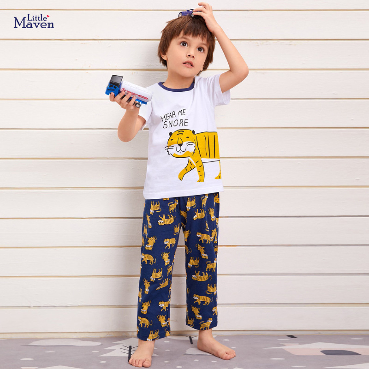 

Пижама для мальчика, белая. Тигрик. 92см (1 год)