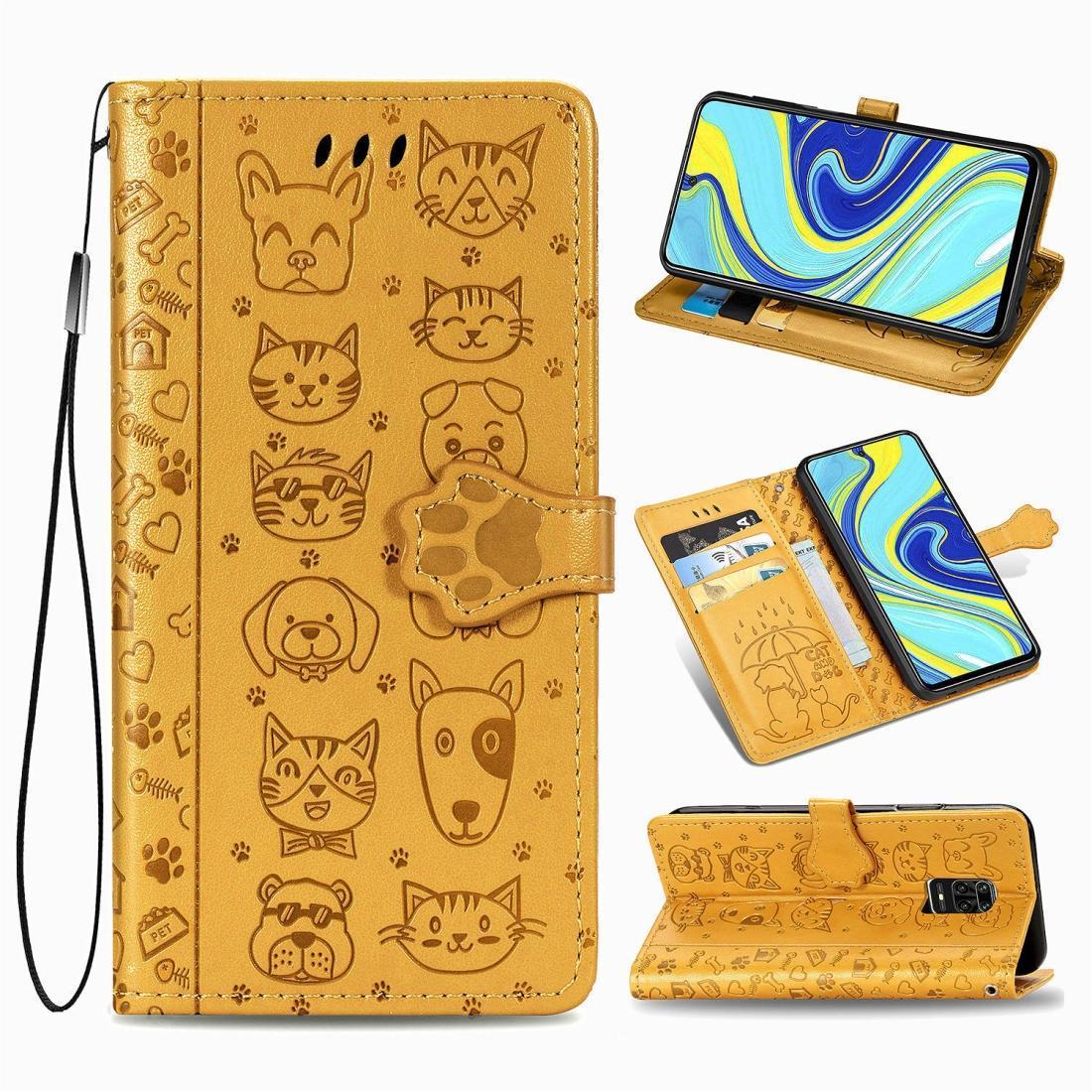 

Чехол Embossed Cat and Dog для Xiaomi Redmi Note 9S книжка кожа PU Yellow