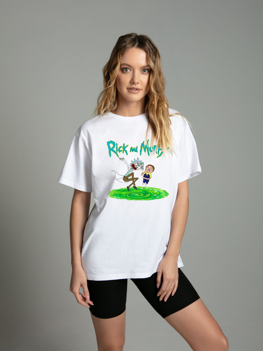 

Футболка Rick and Morty белая с рисунком женская L, Белый