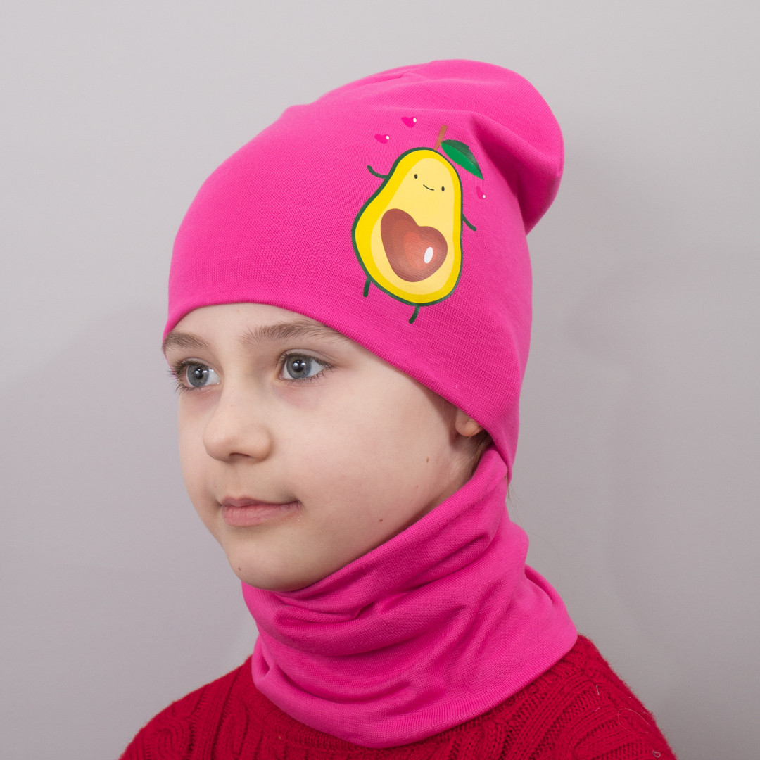 Дитяча шапка з хомутом КАНТА "Авокадо" розмір 48-52 рожевий (OC-827)