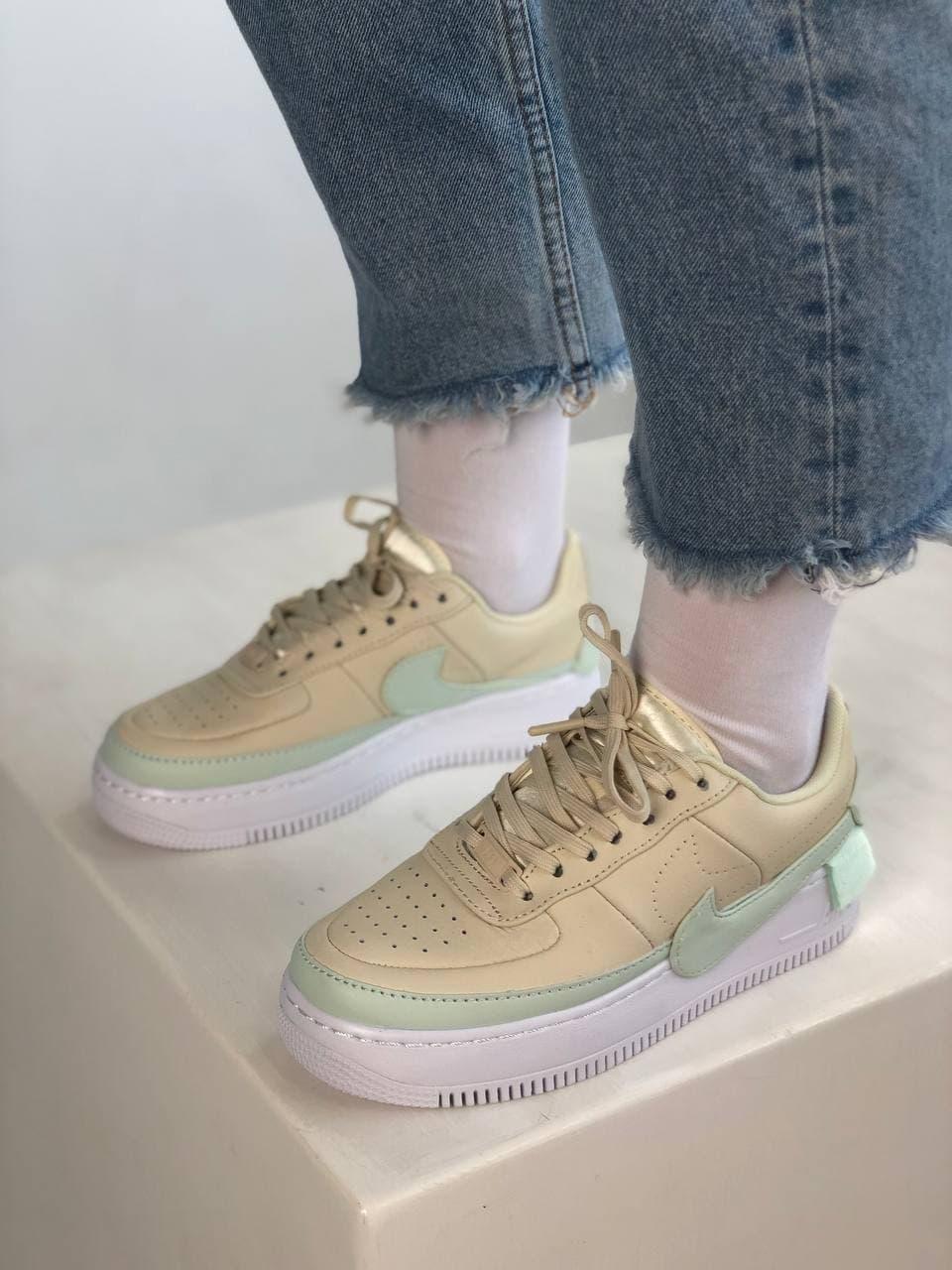 

Женские кроссовки Nike Air Force Jester Beige White Mint / Найк Аир Форс Бежевые Белые Мятные 39, Бежевый