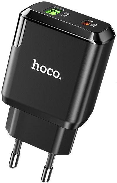 

Сетевое зарядное устройство с поддержкой Quick Charge 3.0 Hoco N5 Favor 1USB + 1USB Type-C PD20W Black