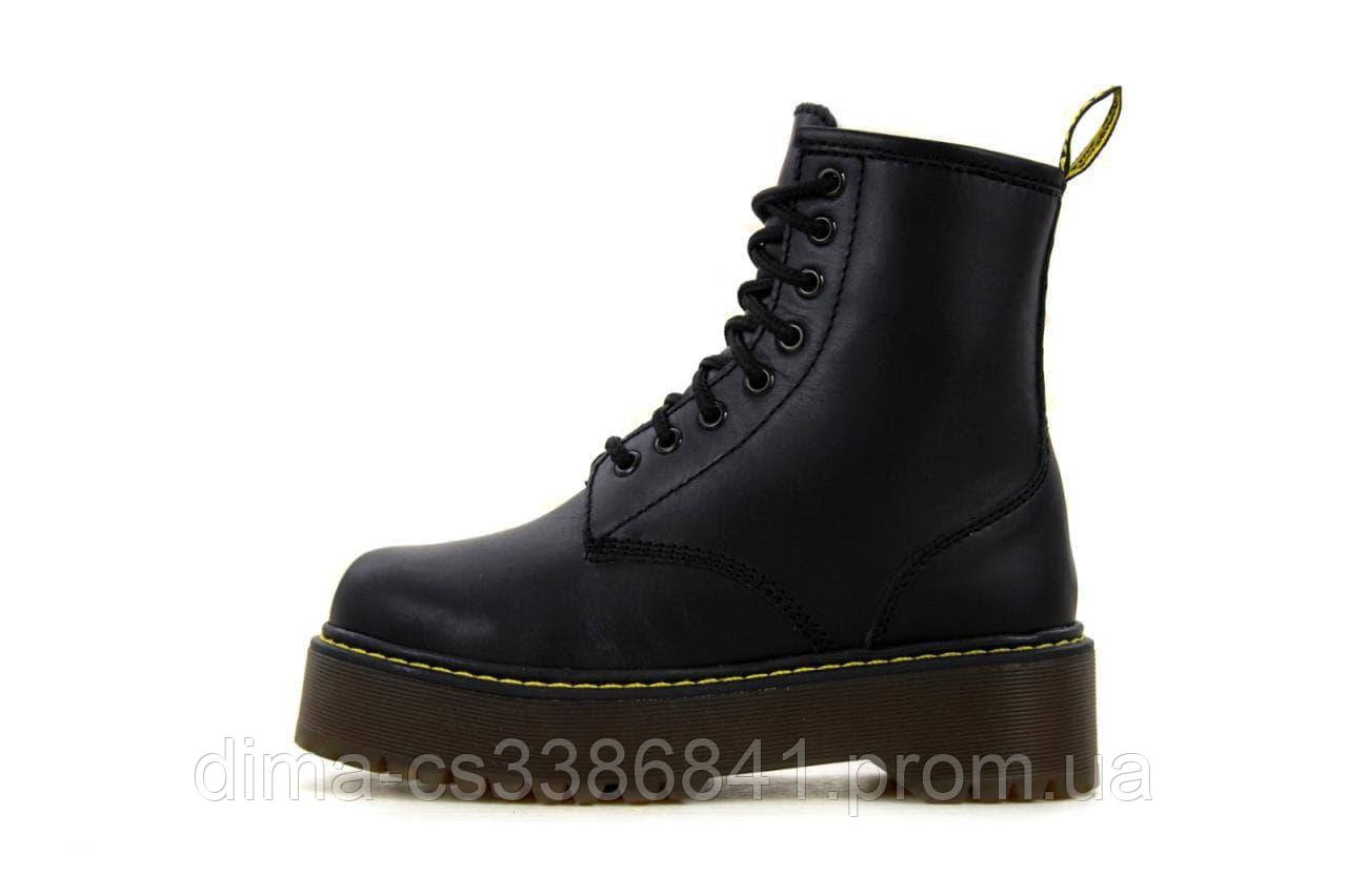 

Женские зимние ботинки в стиле Dr.Martens Jadon, кожа, (с мехом), черный