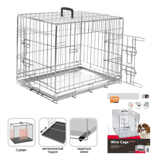 

Клетка Flamingo Wire Cage для собак, двухдверная, с ручкой и выдвижным поддоном, 8.6 кг, 77х47х54 см