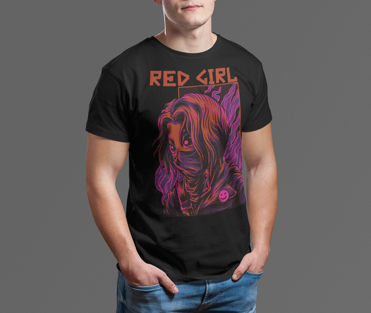 

Футболка с принтом Red Girl XXL, Черный