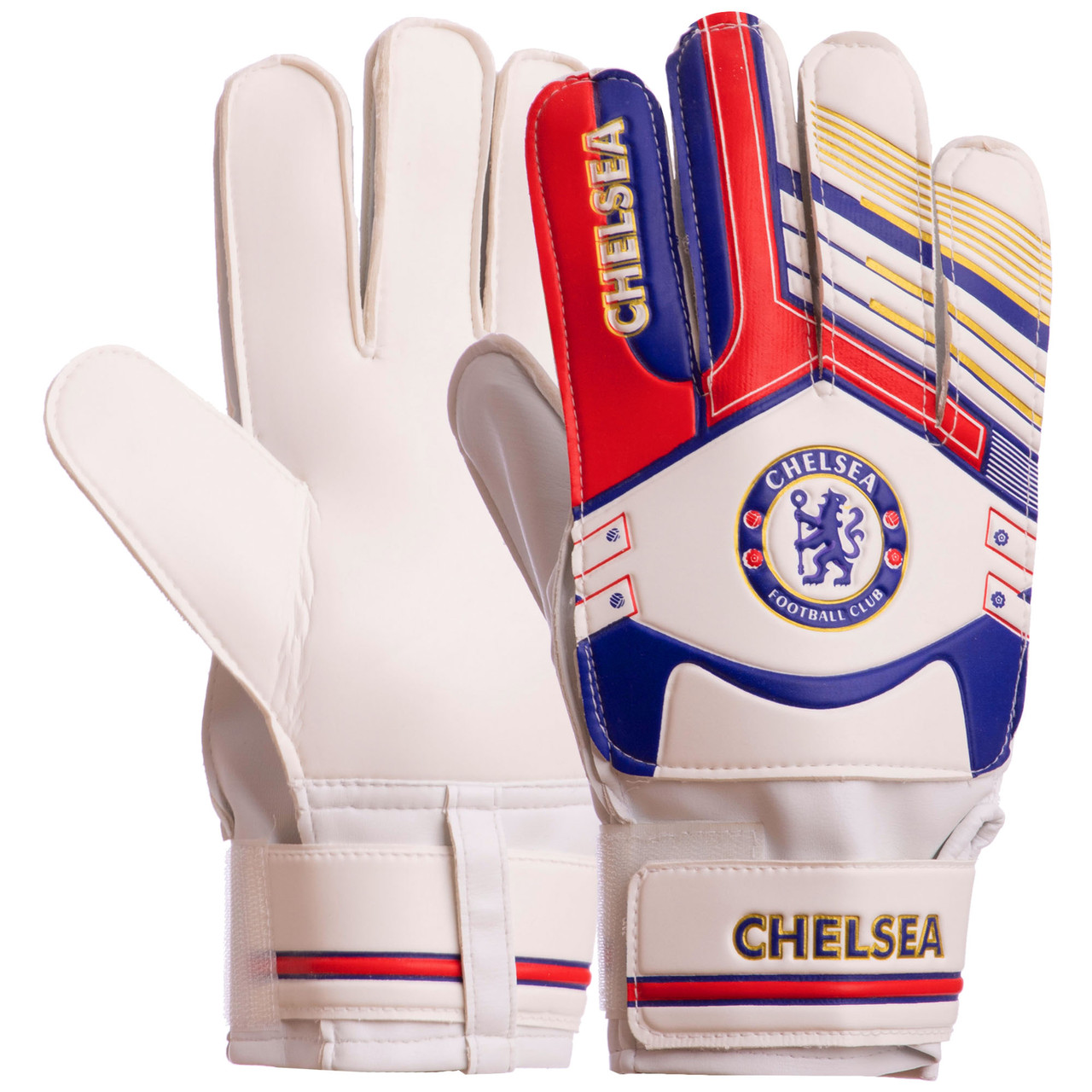 

Перчатки вратарские FB-6460-4 CHELSEA (PVC, р-р 8-10, золотой-синий