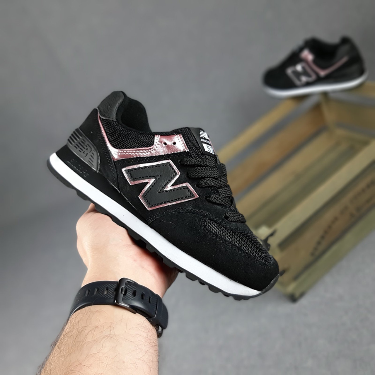 

Женские кроссовки в стиле New Balance Нью беланс 574, черные 38 (24 см), Черный