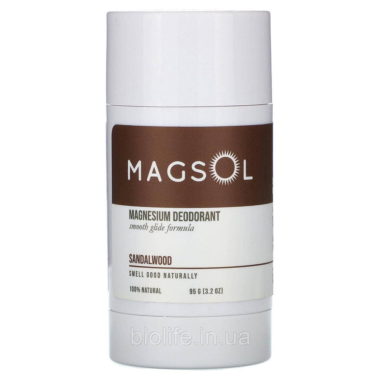 

Magsol, Magnesium Deodorant, Sandalwood, 3.2 oz (95 g)