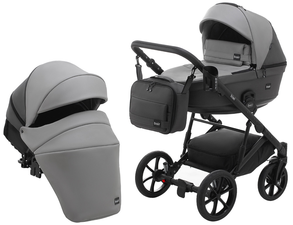 

Коляска 2 в 1 Bair Kiwi кожа 100% BK-21/15 серый - графит