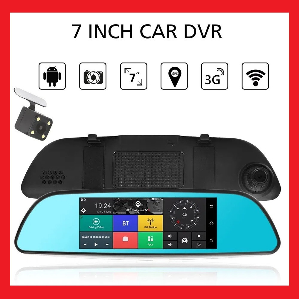 

DVR V17 Зеркало регистратор, 7" сенсор, 2 камеры, GPS навигатор, WiFi, 8Gb, Android, 3G | LM321994