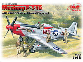 MUSTANG P-51D. Збірна модель літака з фігурами пілотів і обслуговуючого персоналу. 1/48 ICM 48153