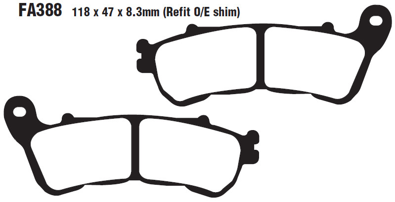 

Тормозные колодки передние органические EBC FA388 для Sportster XL 14-18