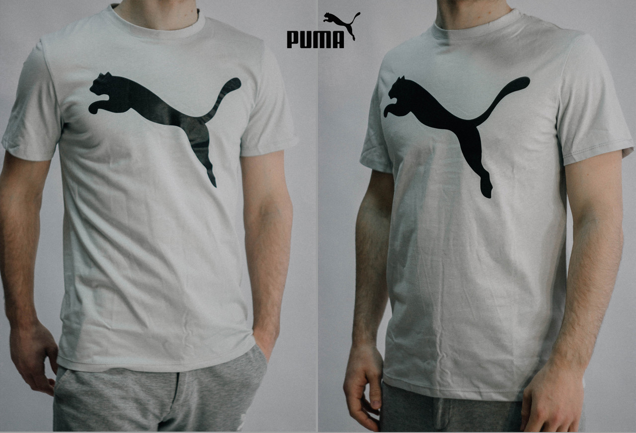 

Стильная молодежная мужская спортивная футболка PUMA (Пума) с принтом, хлопок. Турция. Серый L