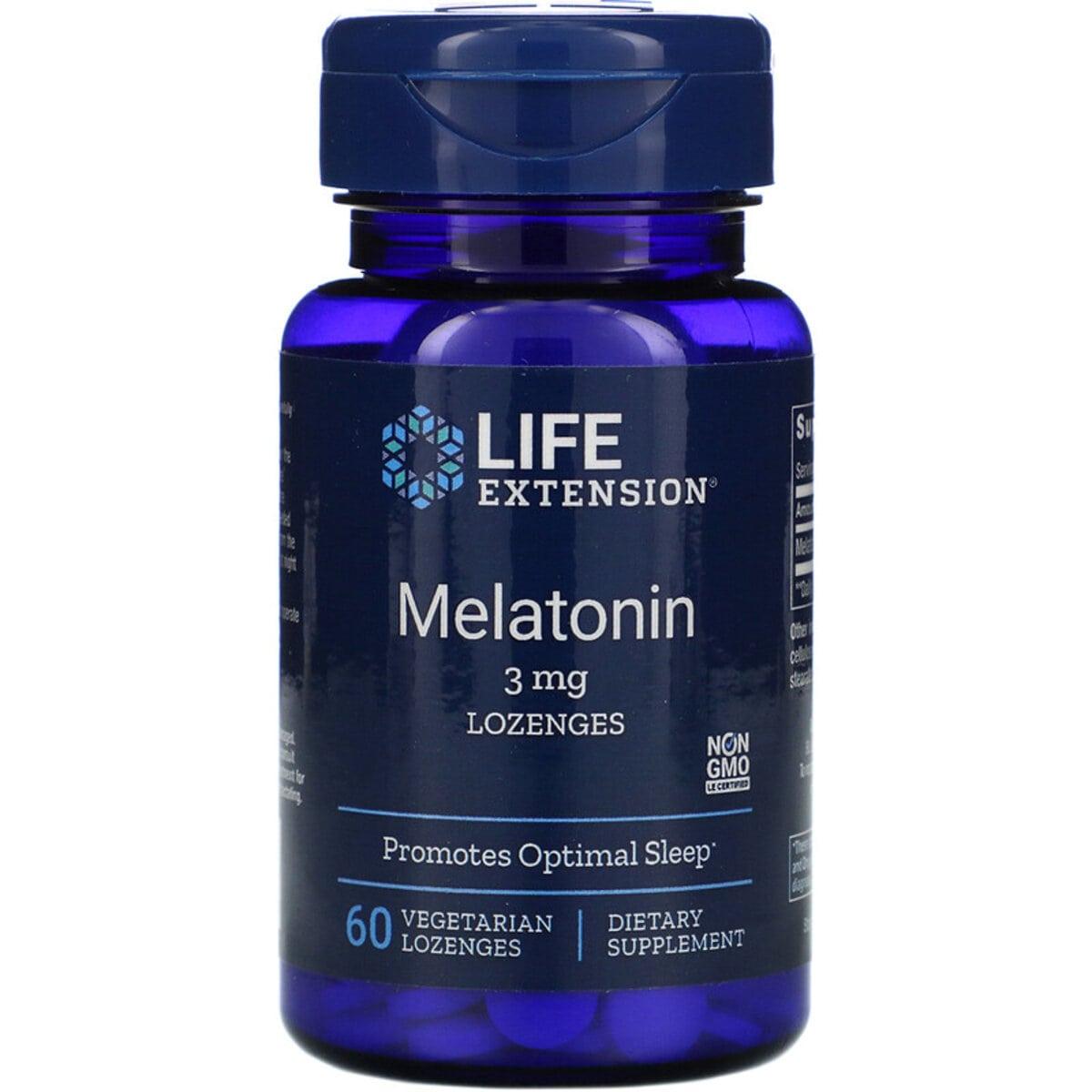 

Мелатонин, Melatonin, Life Extension, 3 мг, 60 вегетарианских леденцов